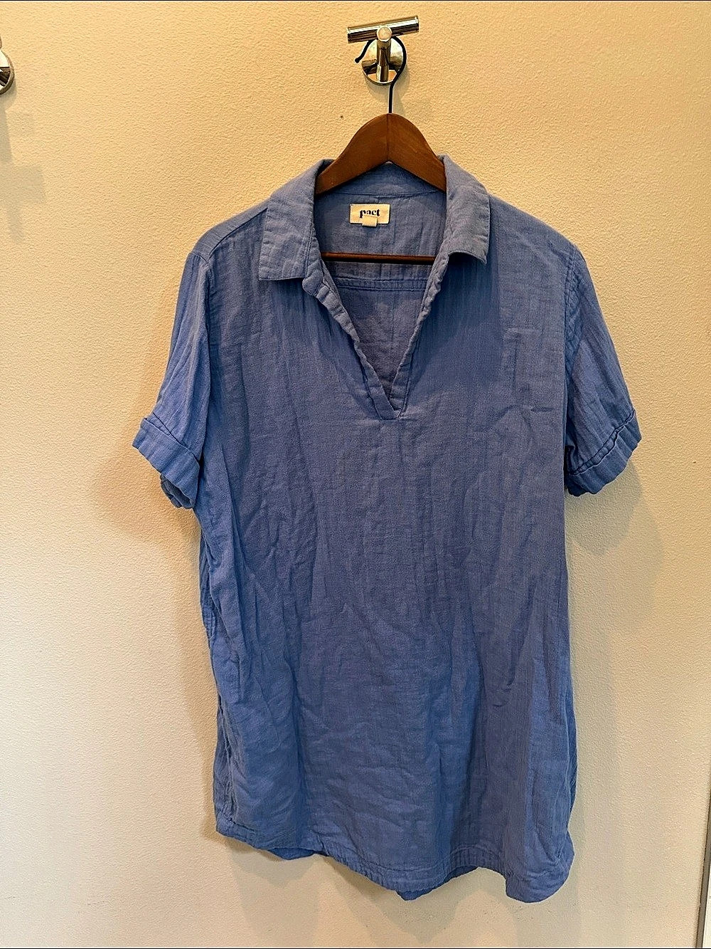Pact Coastal Double Gauze Oversized Shirt Blue Size Large